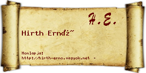 Hirth Ernő névjegykártya